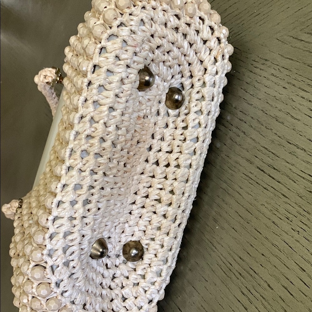 Vintage LEFCORT Elegant Cream Beaded Handbag - Picture 4 of 16
